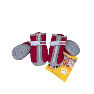 QUMY Dog Boots Size 5 Small Red Waterproof Protective Pet Shoes 4PCS Reflective